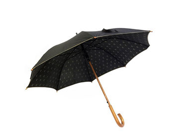 Unisex Czarny parasol Drewniany uchwyt Podwójna warstwa Proste światło na deszczowe dni