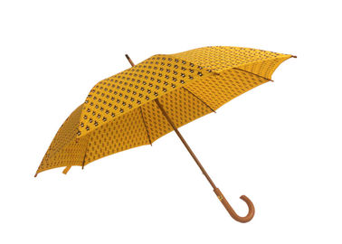 Żółty damski drewniany parasol przeciwdeszczowy Drewniany trzonek Poliester
