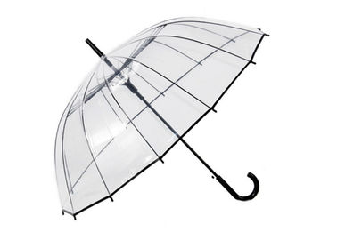 Przezroczysty parasol przeciwdeszczowy unisex z długim uchwytem 16K POE Pełna czarna metalowa rama