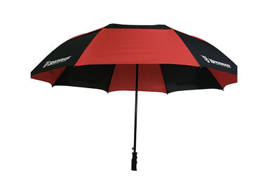 Czarno-czerwony Podwójny baldachim Wiatroszczelne parasole golfowe Odporny na wiatr uchwyt z tworzywa sztucznego