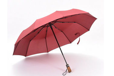Lekki automatyczny, wiatroodporny składany parasol Drewniany uchwyt Wzmocniona rama