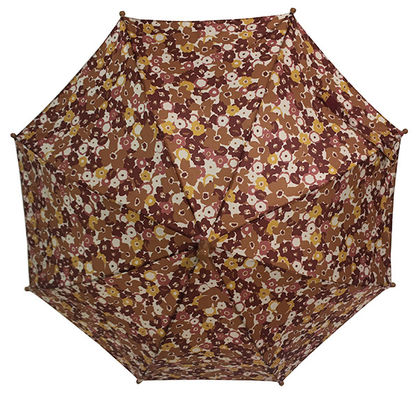 Chromowany stalowy trzonek Piękny różowy kompaktowy parasol dla dzieci z kwiatowym nadrukiem