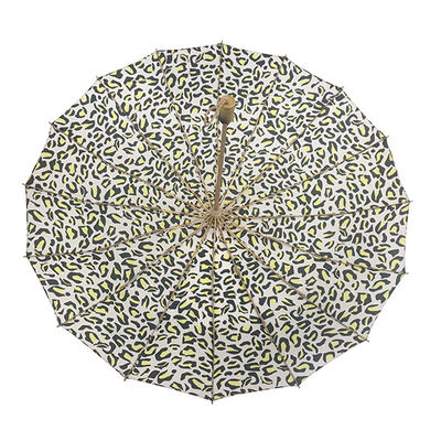 Złota aluminiowa rama, 3 sekcje, otwierany ręcznie składany parasol z 16 żebrami