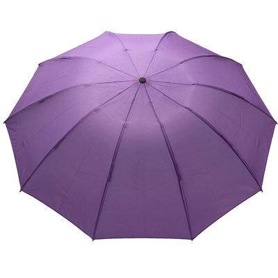 Zatwierdzony przez BSCI trzy składany parasol Fioletowy kolor Wodoodporny Auto Otwórz Zamknij