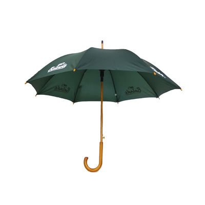 Drewniany wałek Niestandardowe logo Drukowanie w sztyfcie Proste parasole Uchwyt z krzywą drewnianą