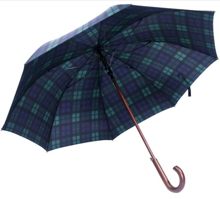 103cm 190T Pongee Gingham Drewniany parasol J Stick