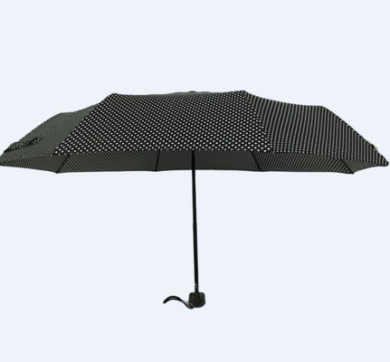 21''X8k Drukowanie punktowe 190T Poliester Czarny składany parasol dla kobiet