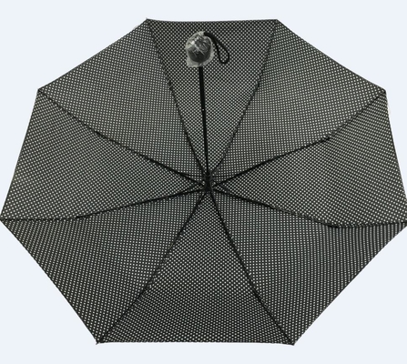 21''X8k Drukowanie punktowe 190T Poliester Czarny składany parasol dla kobiet