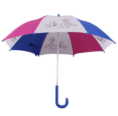 Ręczny otwarty parasol dla dzieci w jednolitym kolorze Pongee 8 mm z metalowym trzonkiem