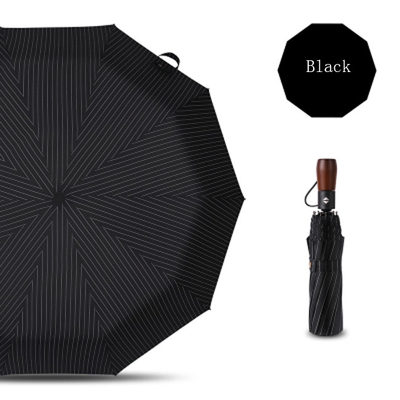 Trzykrotny automatyczny drewniany uchwyt Kompaktowy wiatroodporny parasol w stylu biznesowym