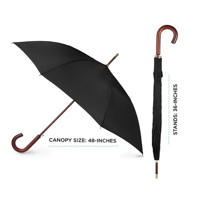 BSCI Normalny standardowy rozmiar 190T Tkanina Pongee Drewniany parasol z uchwytem