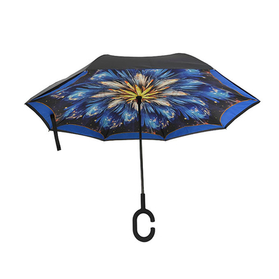 Niestandardowa rama z włókna szklanego Odwrócony parasol dwuwarstwowy z uchwytem w kształcie litery C