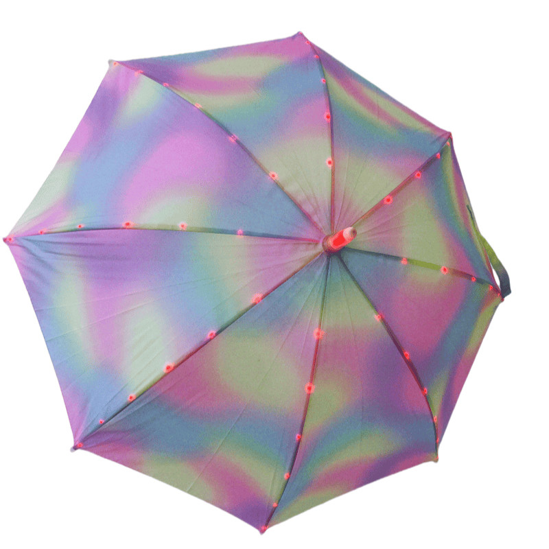 19 cali Stalowe Włókno Szklane Windproof Pongee Kolorowe LED Bezpieczne latarka parasol