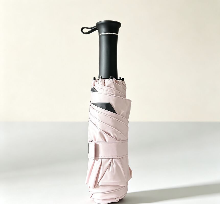 Manual Open Auto Close Windproof Folding Umbrella with Titanium Silver Coating and 8 Ribs for Car or Golf