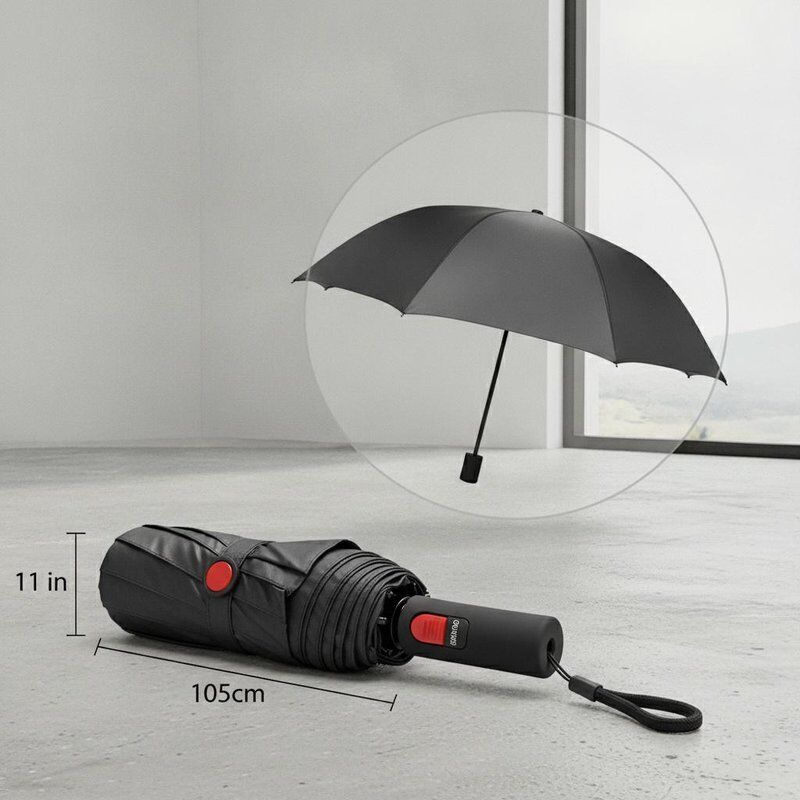 Złożona długość 11 cali Automatyczny parasol podróżny z otwartą średnicą 105 cm i ręcznym sterowaniem otwarciem i zamknięciem zapewniający pokrycie