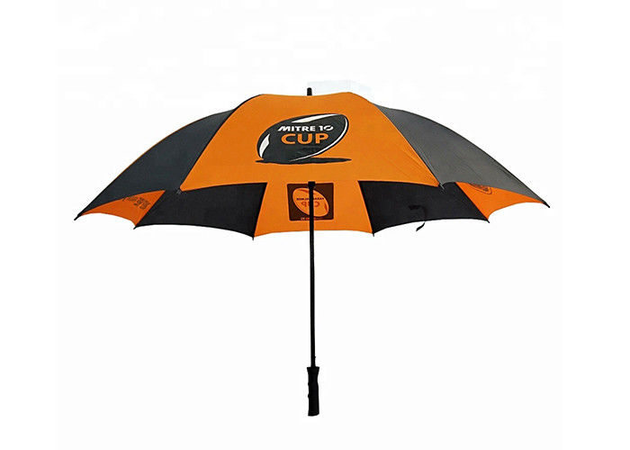 Pomarańczowo-czarny kompaktowy parasol golfowy Poliester / Pongee Materiał na podróż